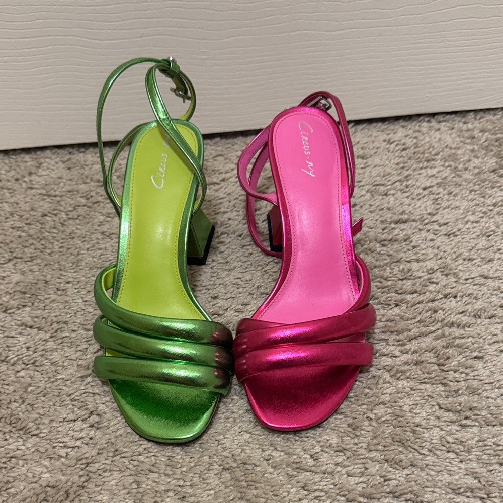 Circus NY Two-Tone Green and Pink Heels